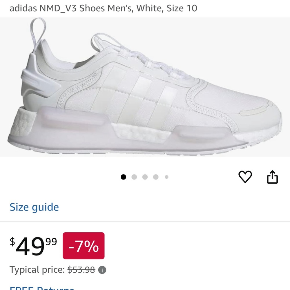 adidas NMD_V3 Shoes Men's, White, Size 7 1/2